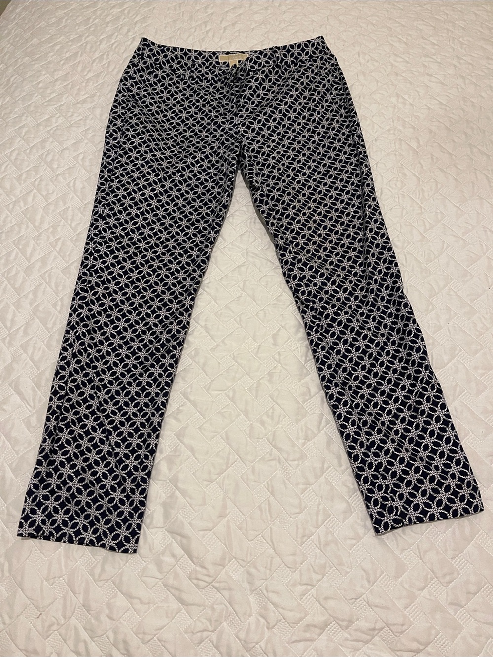 Michael Kors Navy pants with White Geometric Ring Print - Straight Leg